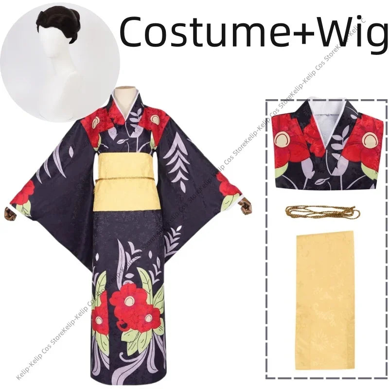 Anime Tamayo Cosplay Costume Kimetsu No Yaiba Wig Kimono Shoes
