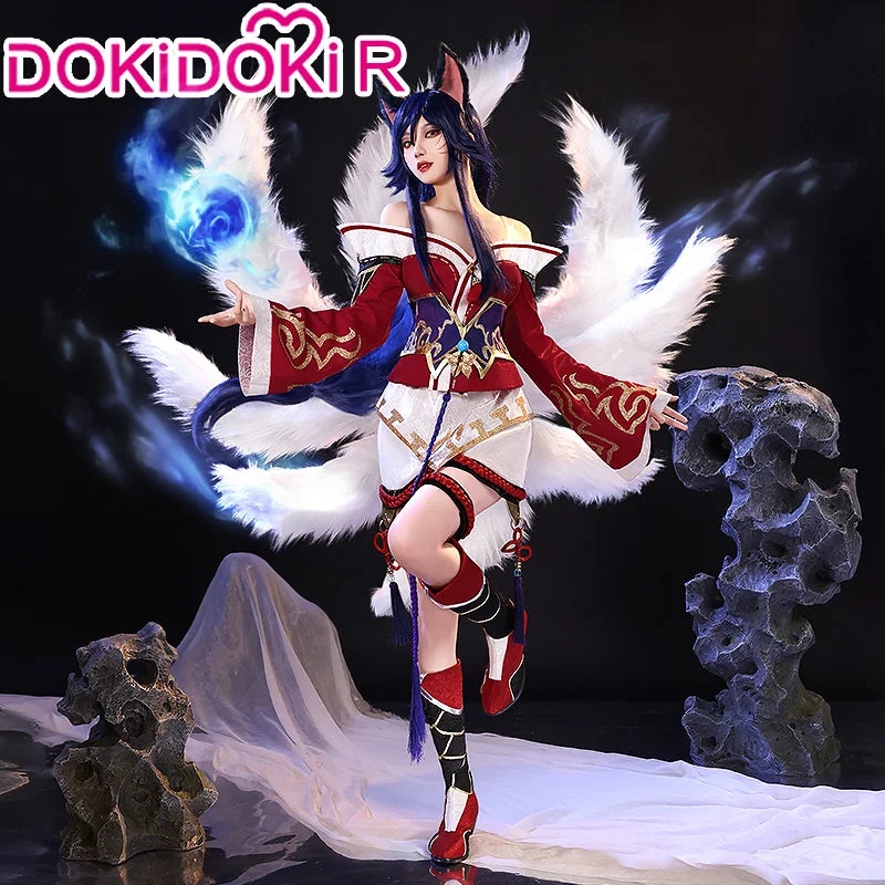 Ahrii Cosplay Costume Dress - Durable Synthetic, Sizes XS-2XL