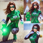 Halloween Woman Green Cosplay Costume Lantern Female Superhero Zentai Suit Ladys Cosplay Bodysuit Adults Men Male Party Jumpsuit
