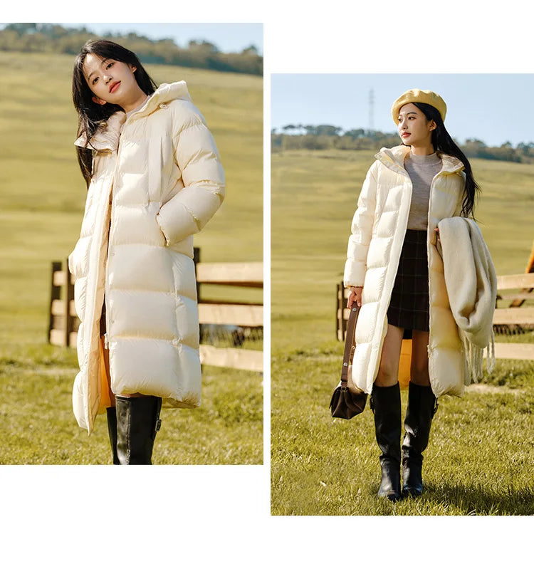 Semir Women's Long Hooded Down Jacket - 90% Duck Down