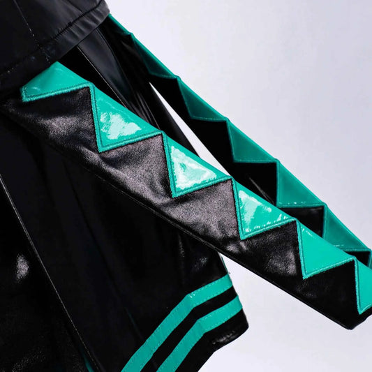 in stock Anime Miku Cosplay Full Set Costume Miku 16TH Cosplay Leather Midi Sexy Dress Halloween Carnival Party JK Uniform
