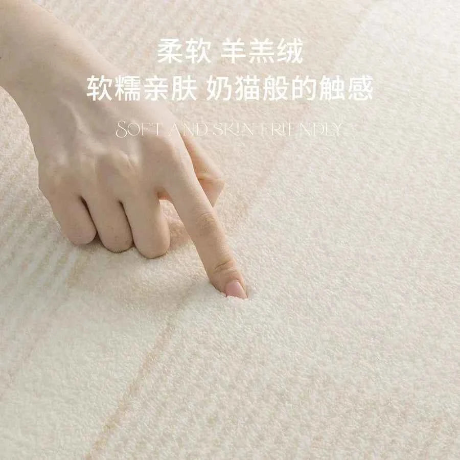 Modern Rugs for Bedroom Fluffy Soft Lounge Rug Thick Cloakroom Round Floor Mat Cream Living Room Decoration Anti-slip Carpet