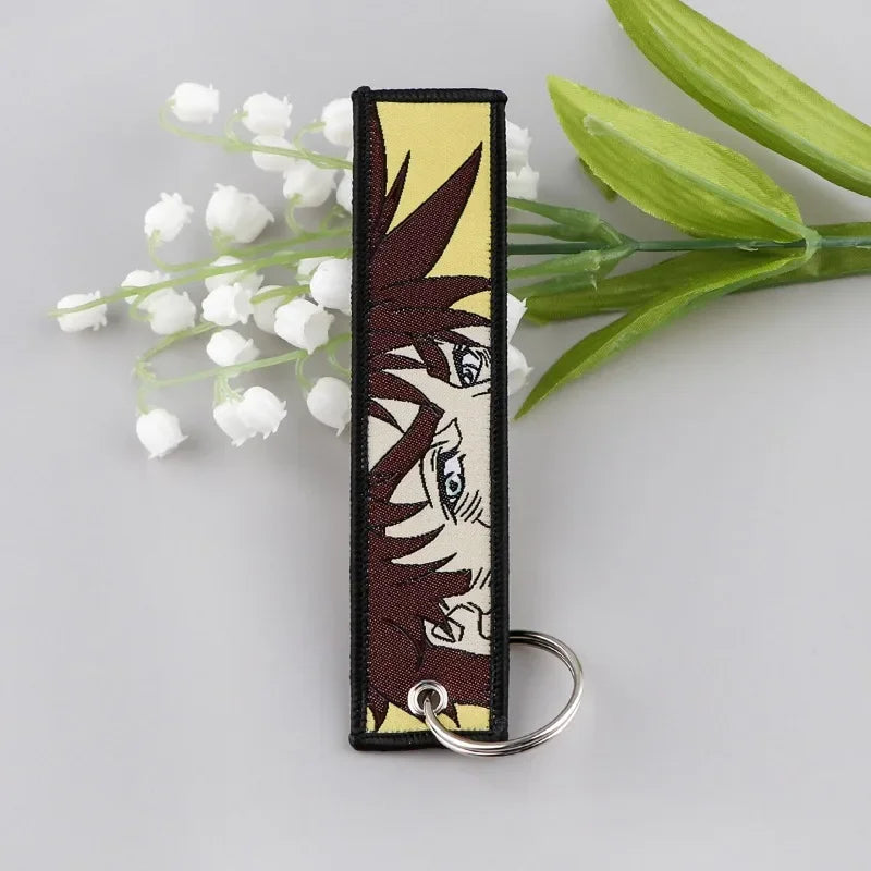 Sword Wind Legend Anime JOJO Wonderful Adventure Weaving Mark Keychain Sword Wind Legend Decorative Chain Fabric Key Pendant