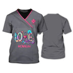 Heart Nurse 3D T Shirt Custom Nurse Uniform Nursing Tools Print Short Sleeve Black Pink Medical Scrubs Clothing Nurse Tshirt SS69