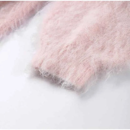 Warm Printed High Collar Knit Cardigans Women Contrast Jacquard Zipper Full Sleeve Pocket Sweater 2026 Spring Lady Chic Knitwear