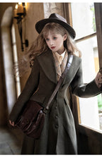 Lautaro Autumn Winter Long Warm Wool & Blends Coat for Women Shawl Collar Single Breasted Elegant Fit and Flare Woolen Overcoat