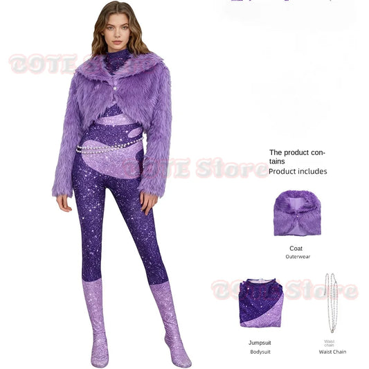SS69 Gazelle Cosplay Jumpsuit Purple Plush Cartoon Animal Costume Set