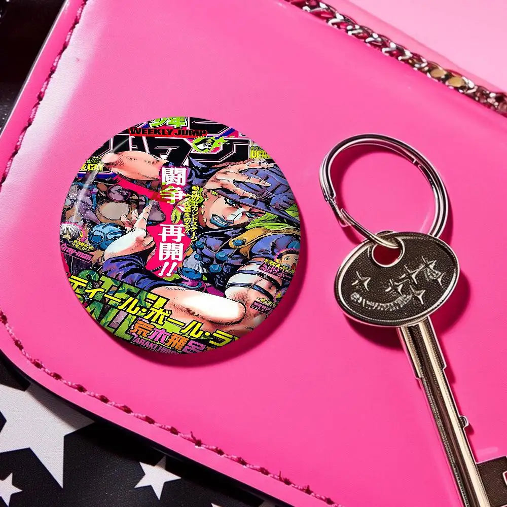 Anime JoJo Bizarre Adventure Soft Button Pin Round Metal Badge Lapel Pin Parts Gift Friends Kid Jewelry