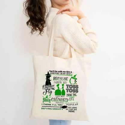 Wicked The Musical Canvas Tote Bag Glinda Elphaba Inspired Musical Lover Gifts Shopping Bag Musical Theater Fans Gift Handbag