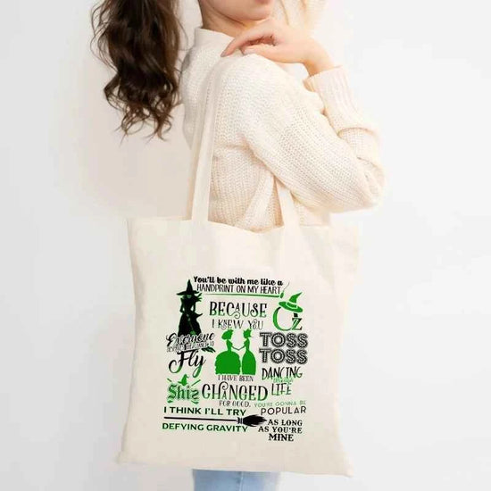 Wicked The Musical Canvas Tote Bag Glinda Elphaba Inspired Musical Lover Gifts Shopping Bag Musical Theater Fans Gift Handbag
