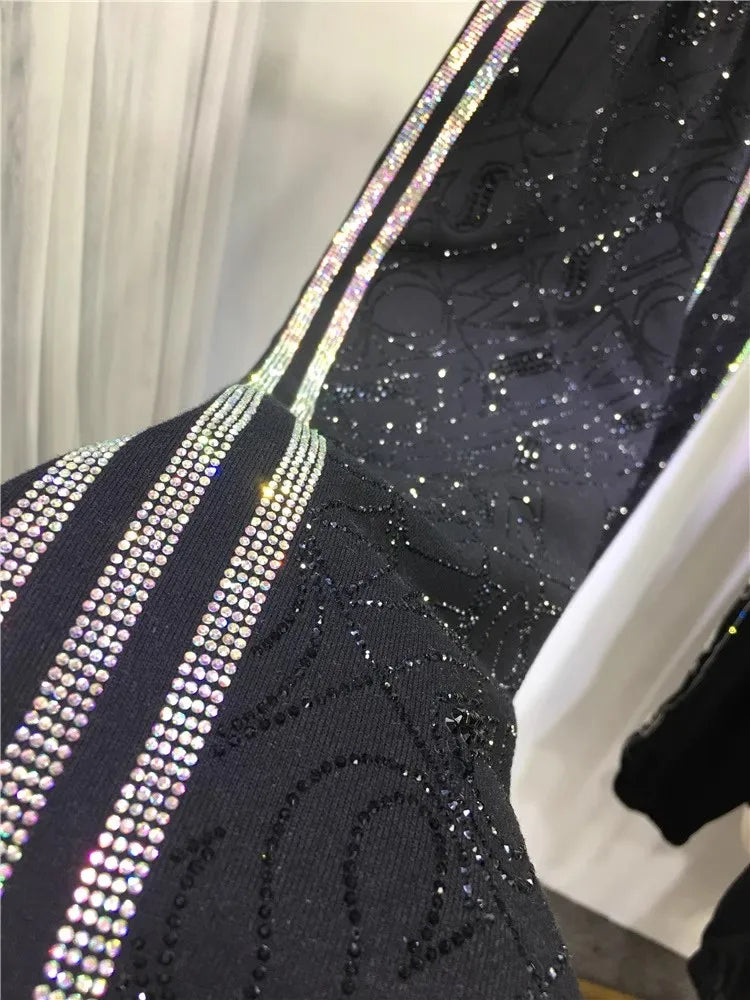 Oversized four-bar rhinestone diamond fall and winter sweatpants Slimming ankle tracksuit pants for women SS69