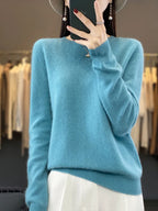 Addonee Women's 100% Merino Wool O-Neck Pullover Sweater