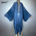 WINYI kimono Hand-dyed embroidered cardigan beachwear evening dress abaya dubai luxury cover-ups beach outfits women maxi coat