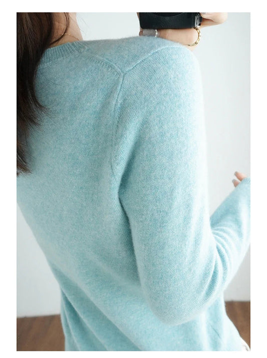 Autumn And Winter Cashmere Sweater Women's Crew Neck Pullover Casual Knitted Top Women's Short Undercoat Fashion 18 Colors SS69