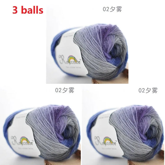 100% Wool Yarn Rainbow Color for Hand Knitting Crochet Plush Thickness Lanas Thread DIY Soft Scarf Shawl Sweater Free Shipping