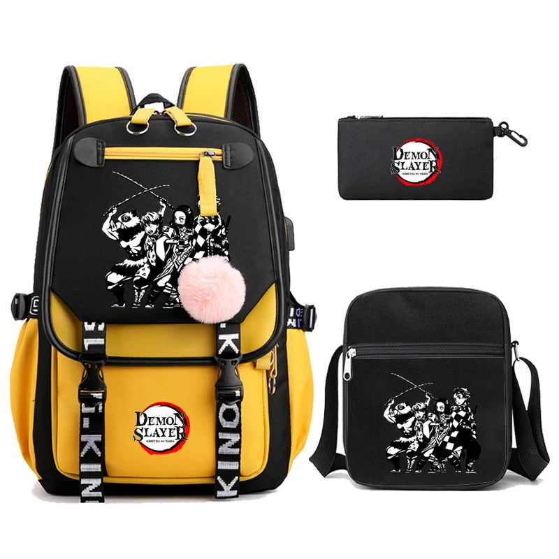 3Pcs Kamado Nezuko Demon Slayer Backpacks Set for Girls Anime School Bag Teenager Student Canvas Laptop Back Pack Women Rucksack SS69 51.69 5000744