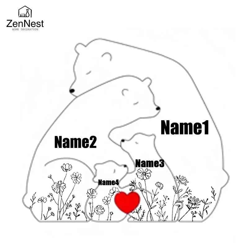 Artistic Wooden Puzzles, Little Bear Family Personalized Name Puzzles, Thanksgiving Christmas Gifts, Home Tabletop Decorations