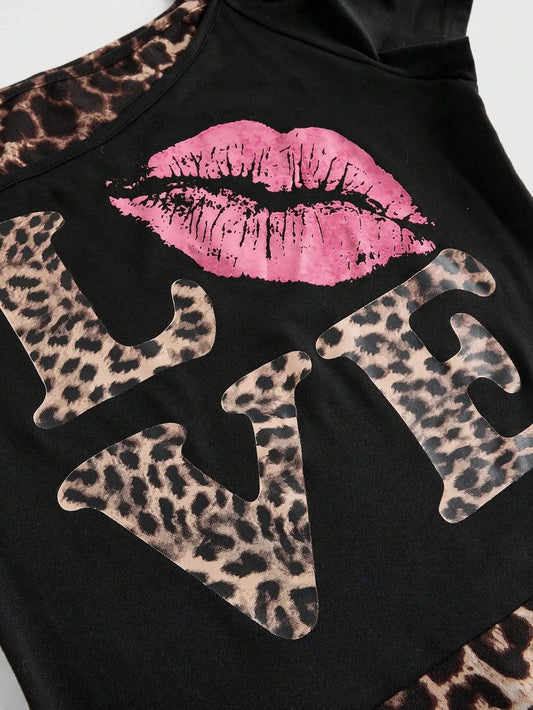 🔥2025 New Women's Y2K Punk T-shirt Fashion American Retro Sweet Sexy Short Women's Summer Leopard print Top SS69