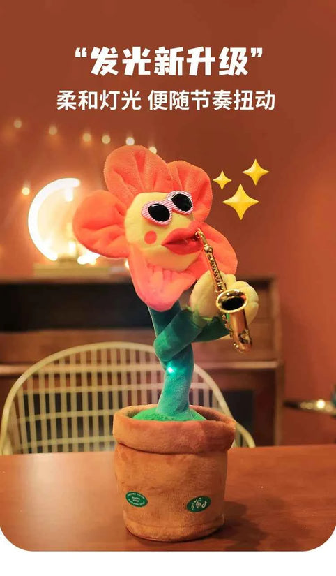 Musical Singing Dancing Toys 120 Songs Repeating Talking Record Speaking Sunflower Soft Plush Funny Creative Saxophone Kids Toy