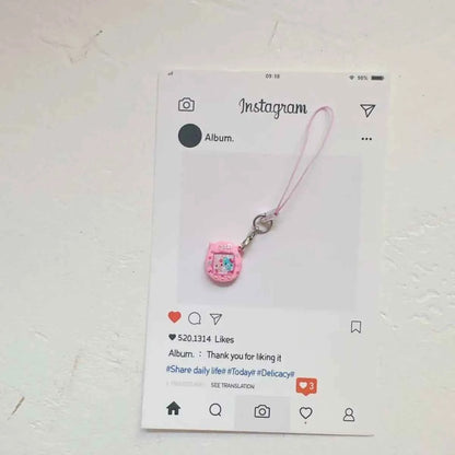 Cute Handmade Mini Tamagotchi Alloy Pendant Mobile Phone Pendant Cartoon Simulation Tamagotchi Pendant Keychain