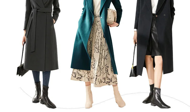 SENTUBILA Women's 100% Wool Long Wrap Coat with Belted Waist
