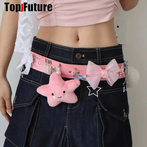 SS69 Gothic Lolita Punk Harajuku Belt with Heart, Star, and Bow Pendants