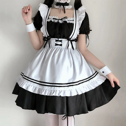 Black Pink Lolita Maid Costumes Cute Girls Women Lovely Maid Cosplay Costume Animation Show Japanese Outfit Dress Clothes S-5XL - SS69