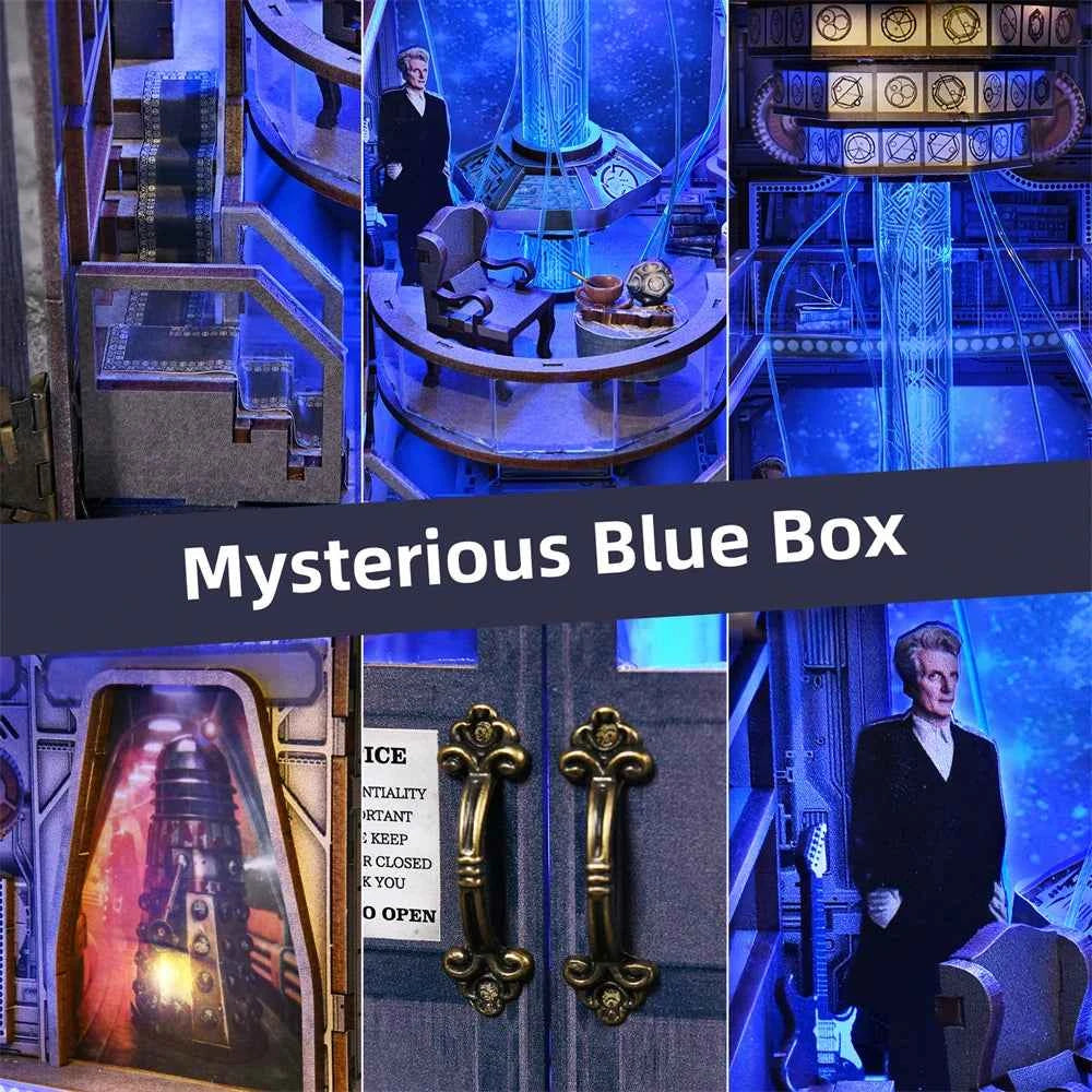 Book Nook Kit Mysterious Telephone Booth DIY Wooden Puzzle Handmade Bookshelf Dollhouse Model Bookend Building Home Decoration