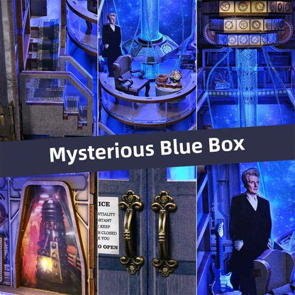Book Nook Kit Mysterious Telephone Booth DIY Wooden Puzzle Handmade Bookshelf Dollhouse Model Bookend Building Home Decoration