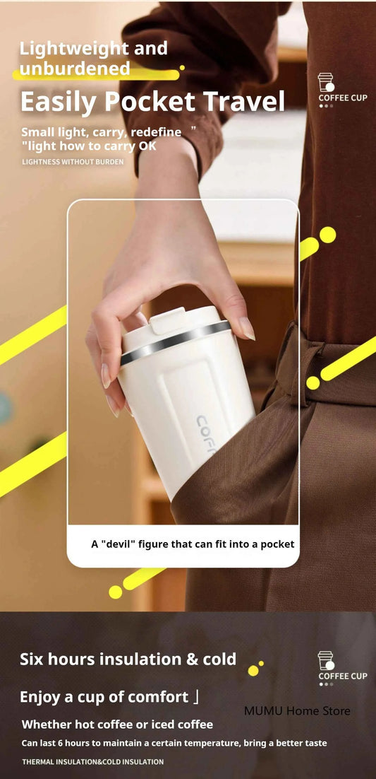 380/510ML Stainless Steel Coffee Mug Portable Tumbler Vacuum Flasks Car Thermal Cup Keeps Cold and Heat Thermal Mug Coffee Cup