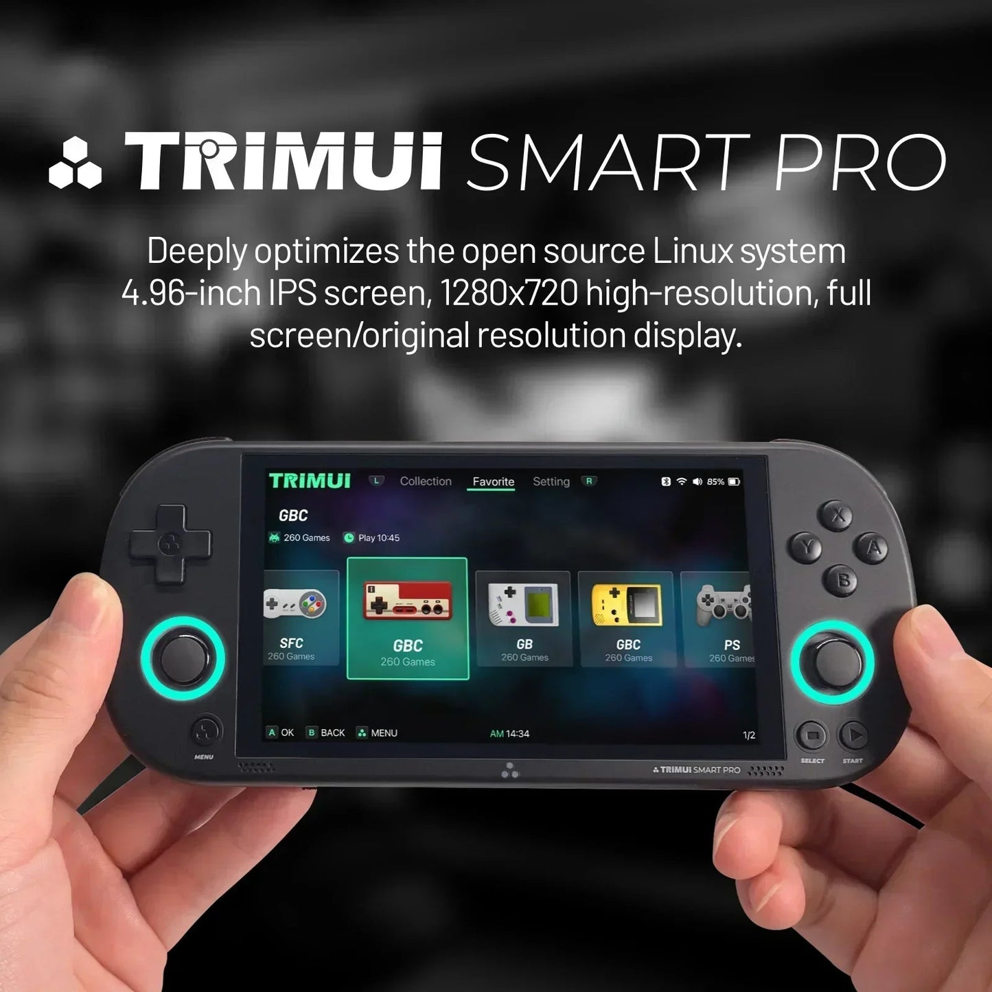 Trimui Smart Pro Handheld Game Console 4.96''IPS Screen Linux System Joystick RGB Lighting Smartpro Retro Video Game Player Gift SS69