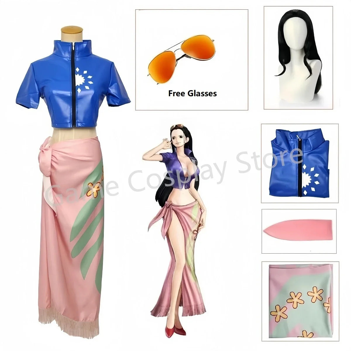 Nico Robin Anime Cosplay Costume Set - Polyester Top & Skirt