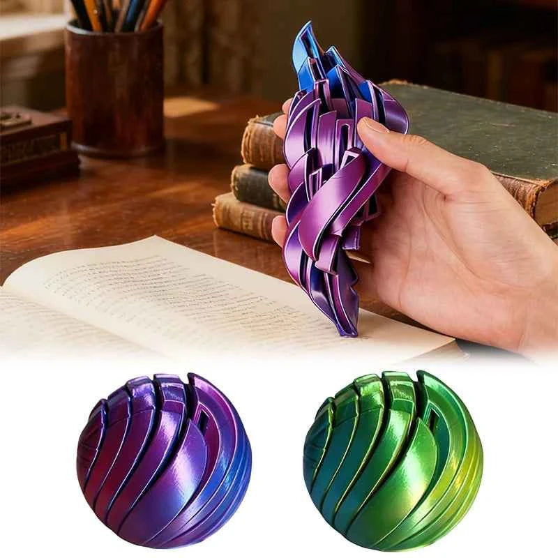 【MQ124】Slime Ball Fidget Toy 3D Printed Twistsphere Fidget Toy Gear Liquid Flow Ball With Rotating Design Anxiety Relief Toys