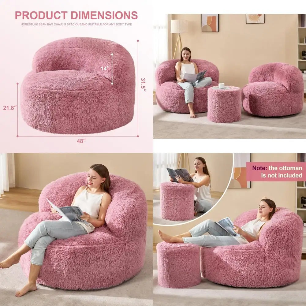 Jumbo Adult Bean Bag Chair with Foam Filling - Plush, Large Beanbag for Comfort and Relaxation