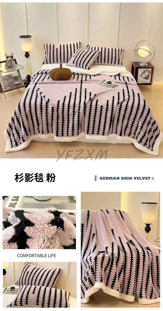 Thicken Warm Flannel Blanket Super Soft Fluffy Queen Blanket Single Double Size Cozy Skin-friendly Multifunctional Nap Blanket