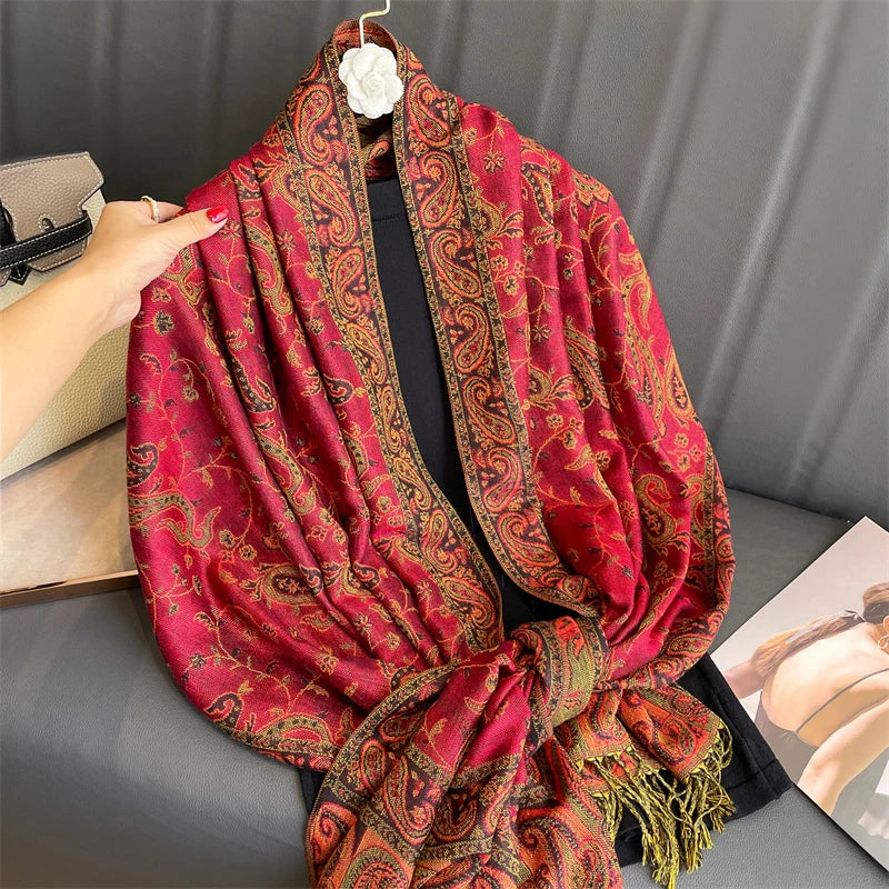 Luxury Brand Autumn Cashmere Pashmina Shawl Lady Wrap Warm Winter Scarves Design Print Female Foulard Cotton Stoles Scarf 2023 SS69