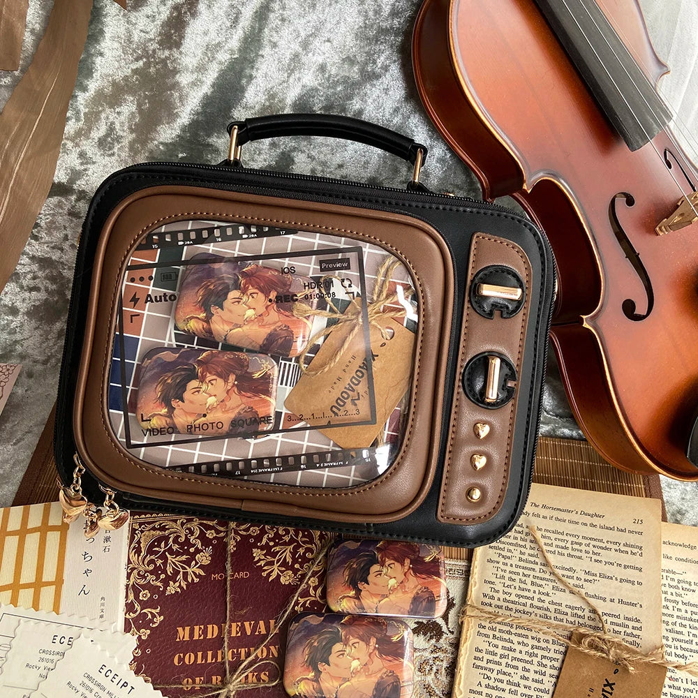 Novelty Tv Shape Ita Bag Retro Television Women Shoulder Bag Design Ita Backpack with Inserts Gilrs Crossbody Bag SS69