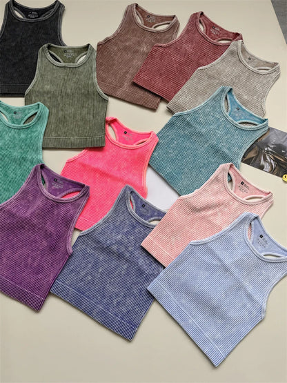 Seamless Yoga Top Fitness Sports  Gym Running Vest  Workout Women Athleisure Sleeveless Crop Top - SS69