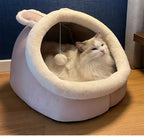 Cartoon Cat Cave Bed, Foldable Cotton Pet Sleeping Mat