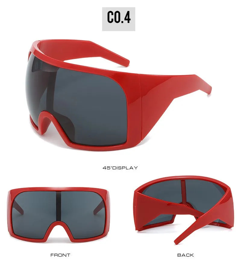 Oversized Punk Shield Sunglasses Women Men Big Frame 2024 Luxury Brand Steampunk Mask Sun Glasses For Ladies Sports Goggle UV400 SS69