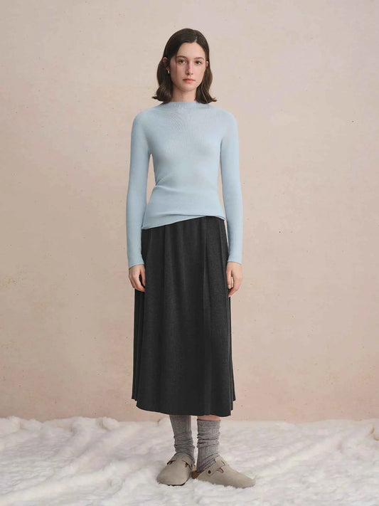 DUSHU Seamless Half-high Collar Pure Wool Pullovers Women Plus Size Autumn Winter Bottoming Sweater Solid Soft Breathable Tops