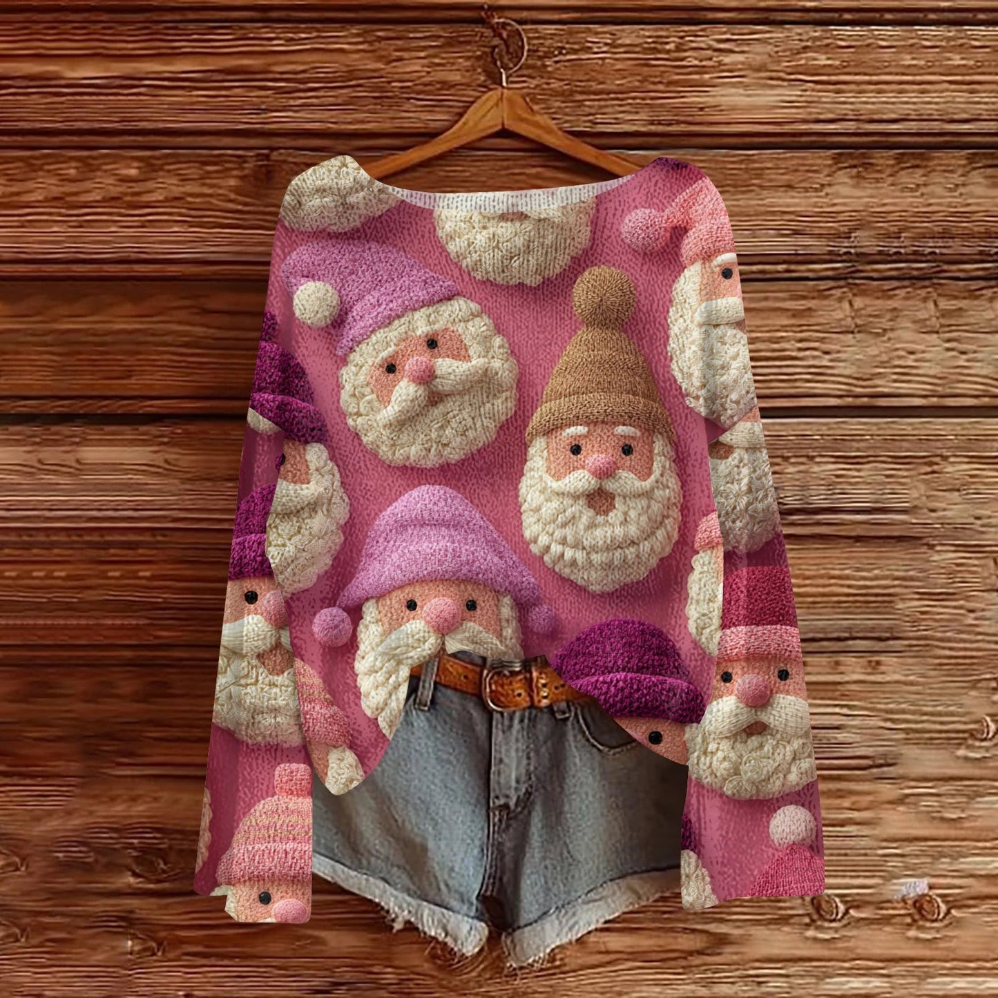 Women'S Round Neck Lightweight Sweater Casual Long Sleeve Christmas Print Knit Pullover Pulls Femmes Ropa De Mujer Woman Clothes SS69 39.69 Pink / L / United States