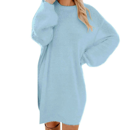 Women Winter Sweater Knit Crewneck Warm Long Sleeve Casual Sweatshirts Dress Elegant Women'S Dresses For Party Vestidos Mujer
