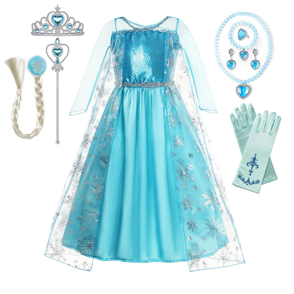 YOFEEL Girls Snow Queen Elsa Ball Gown Costume