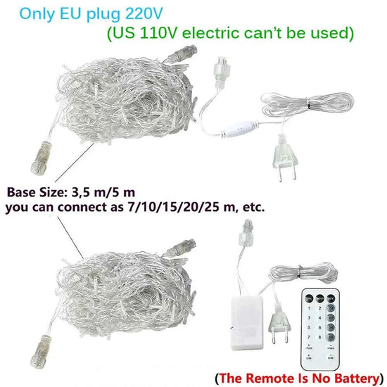 3.5M-40M LED Icicle Curtain String Fairy Lights Garland Outdoor Christmas Lights New Year Birthday Wedding Street Holiday Decor