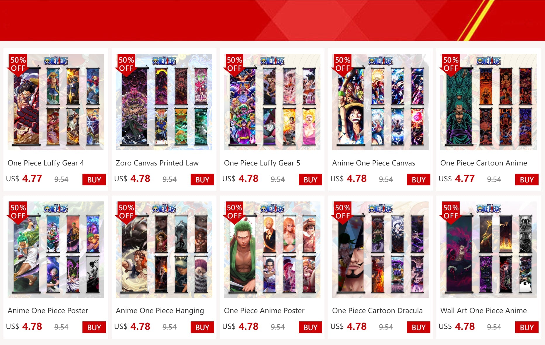 ONE PIECE Hanging Painting Japanese Anime Home Decor Wall Art Luffy Scrolls Pictures Passion Straw Hat Pirates Warm Blood Comics SS69