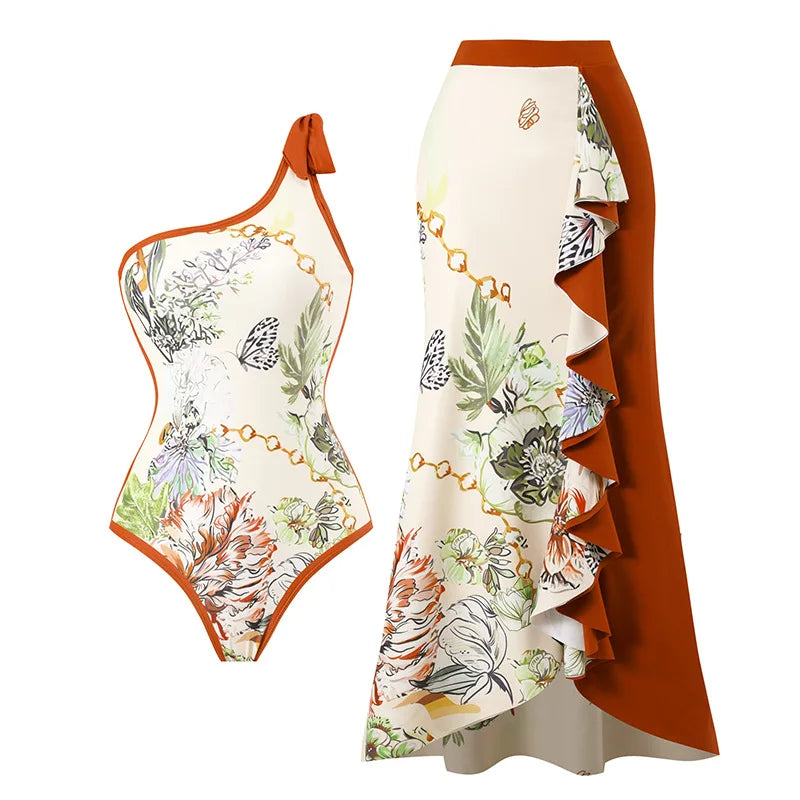 2023 New Arrival Push Up Women Bikini Set Floral Printed Ruffle Bikinis Strappy Bandage Swimwear Brazilian Biquini Bathing Suit SS69