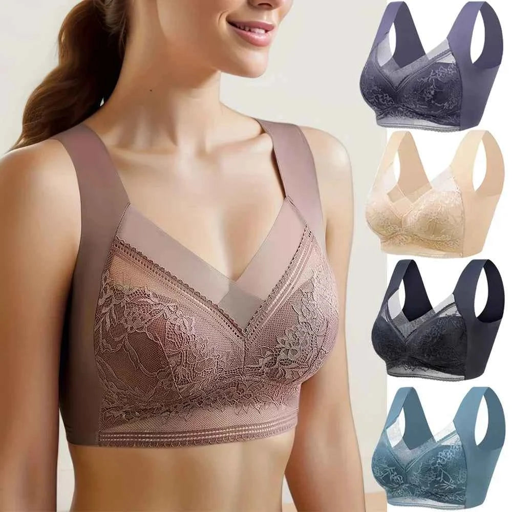 L-6L Women Large Bra Push Up Ice Silk Seamless Upper Bralette Lace Wireless Summer Bras Top Lingerie Underwear Brasieres Mujeres