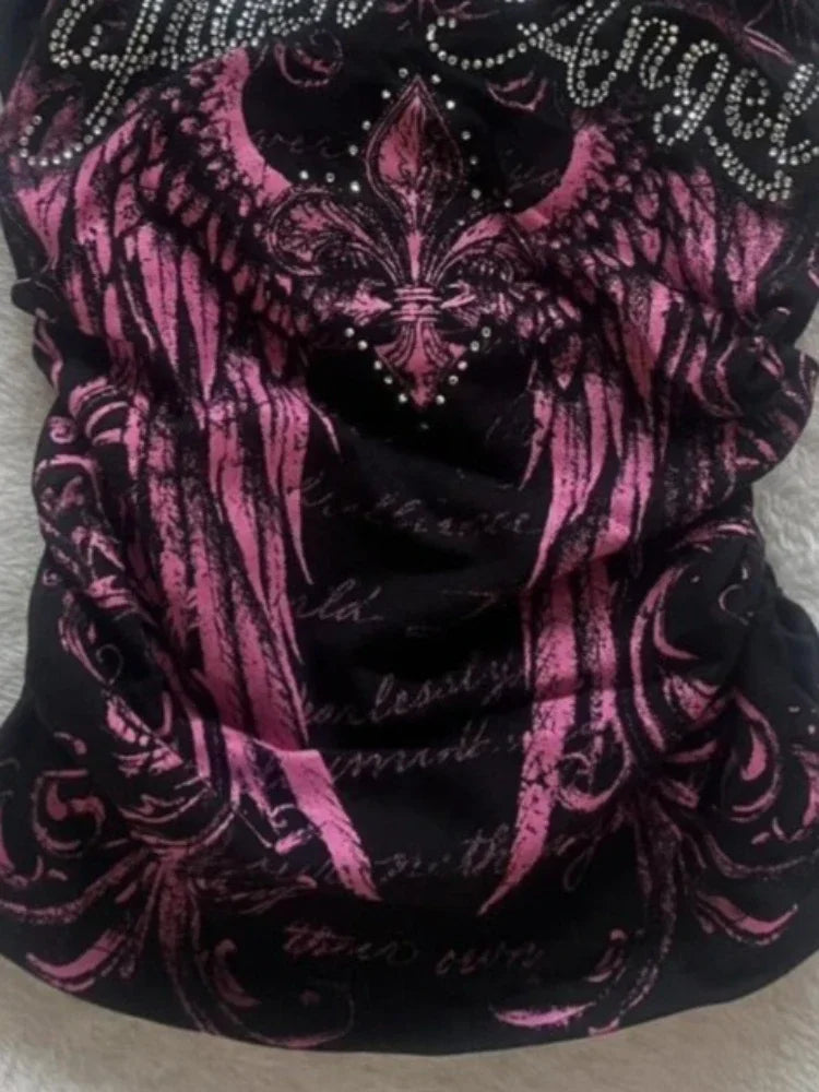 Gothic Punk Sleeveless Tops Women Y2k Cropped Vest Summer Retro Style Tank Top Female Streetwear Printed Casual Slim Fit Tees