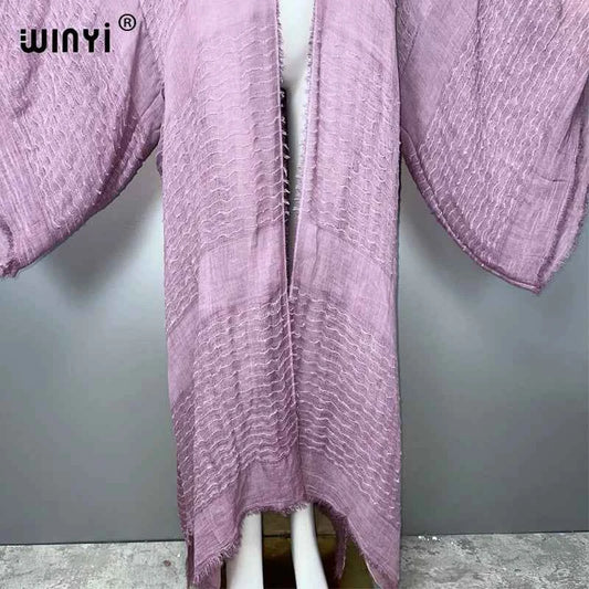 WINYI  high quality comfortable Women Soft Cardigan Loose Dress Party Boho Maxi beach Holiday Swimming Cover ups Africa Kimono